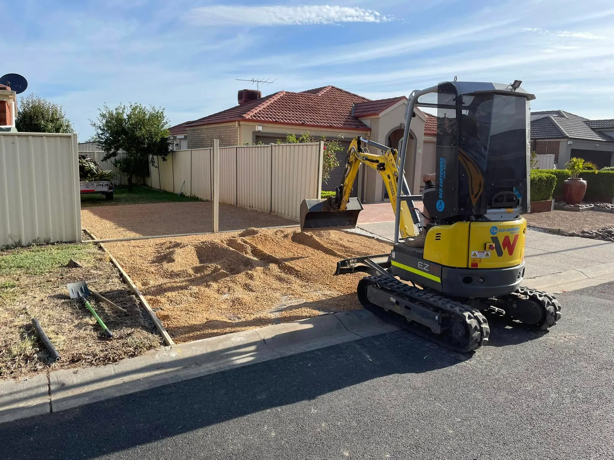 DCD Earthworx machine working on a residential site in Melbourne's north-west.